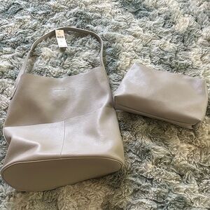 Anthropologie Light Gray Shoulder Bag Set